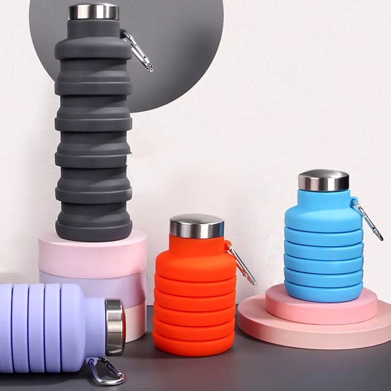 Portable Silicone Water Bottle Retractable Folding Coffee Bottle Cups E Outdoor Travel Tools Collapsible Sport Bottles