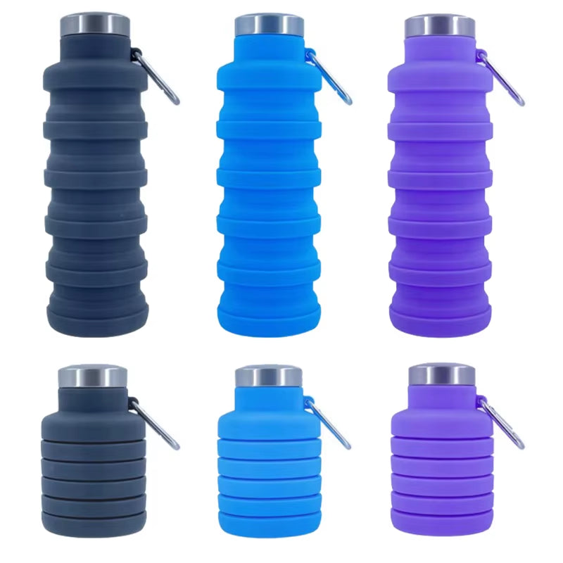 Portable Silicone Water Bottle Retractable Folding Coffee Bottle Cups E Outdoor Travel Tools Collapsible Sport Bottles